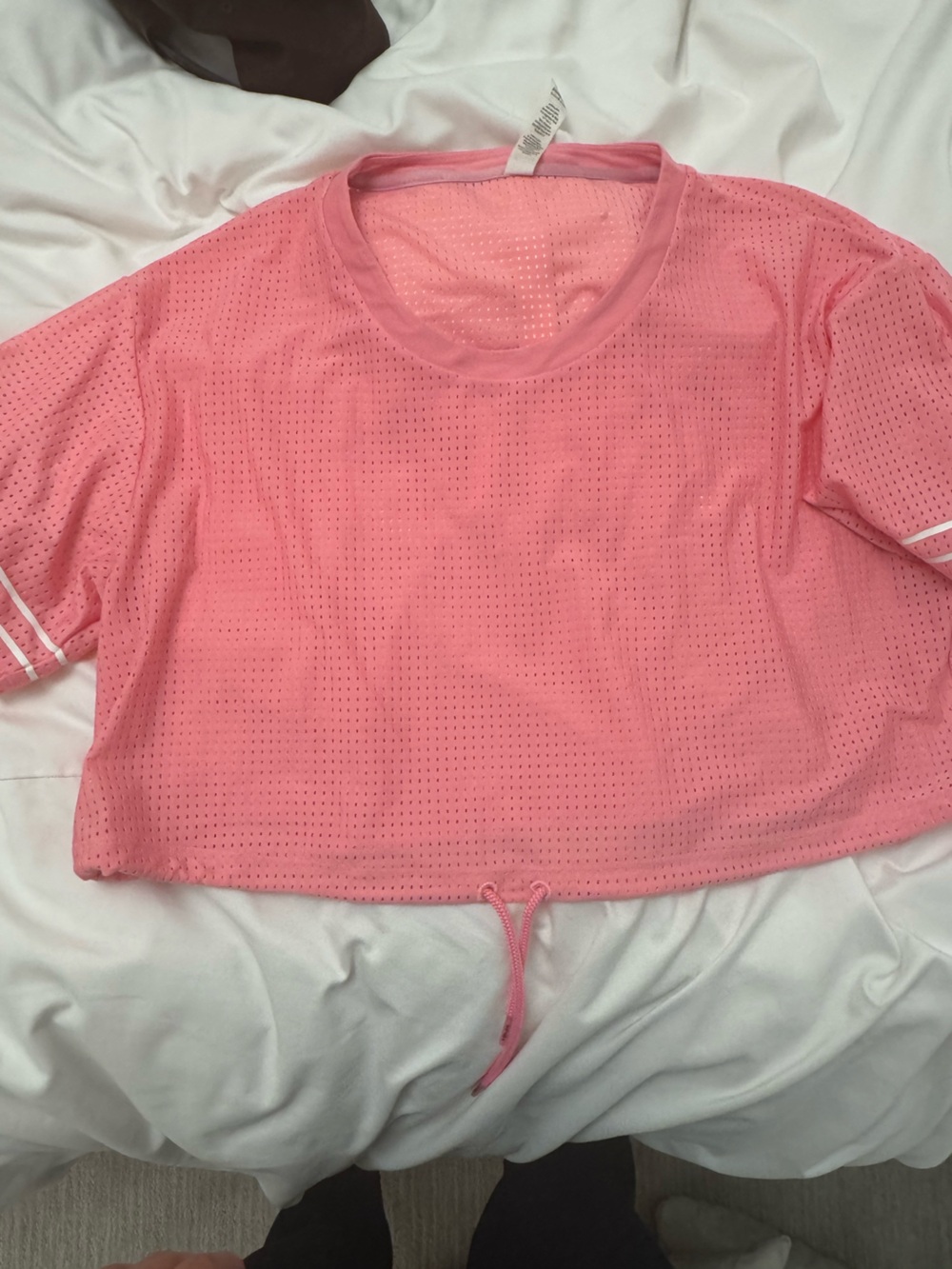 Pink Mesh Crop Tee